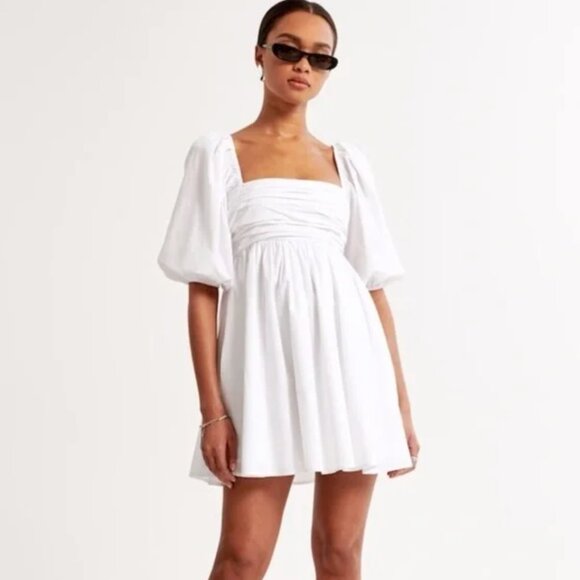 Abercrombie & Fitch Emerson Poplin Puff Sleeve Mini Dress NWT - Picture 2 of 9